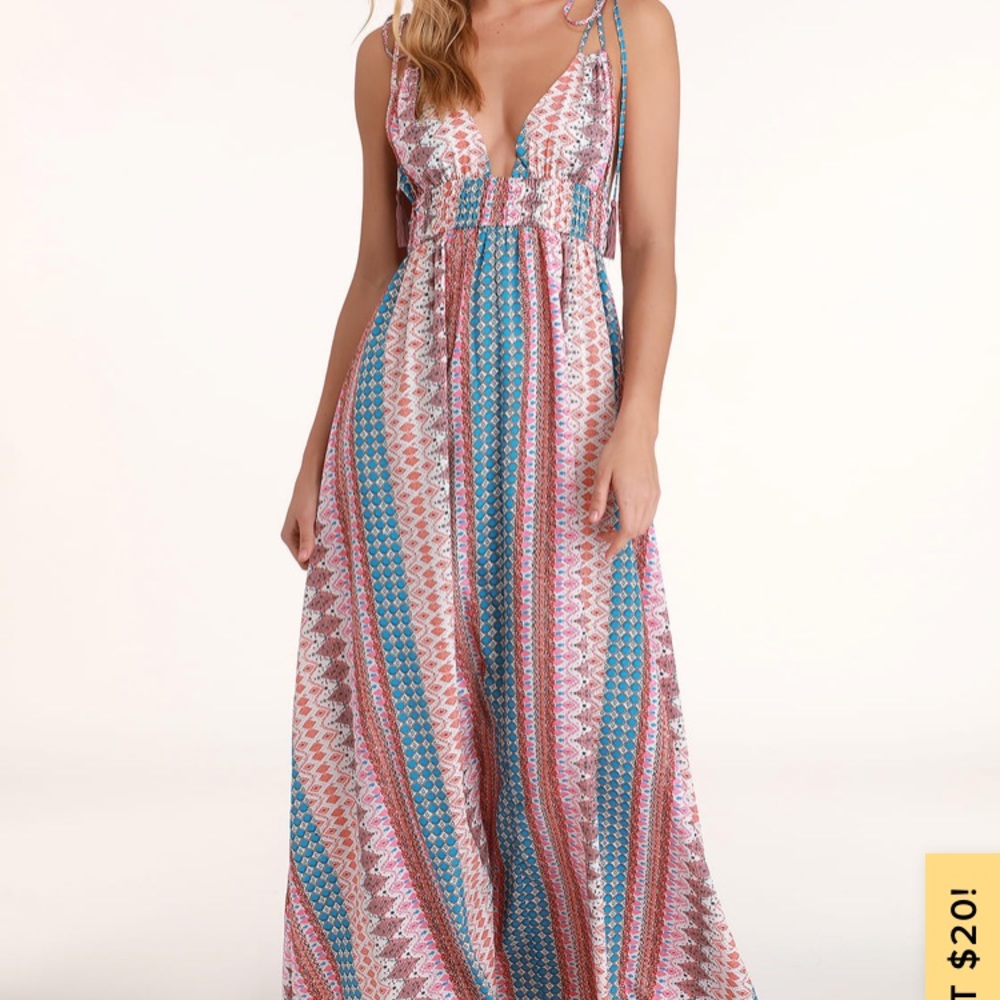 Lulus patterned maxi dress adjustable straps